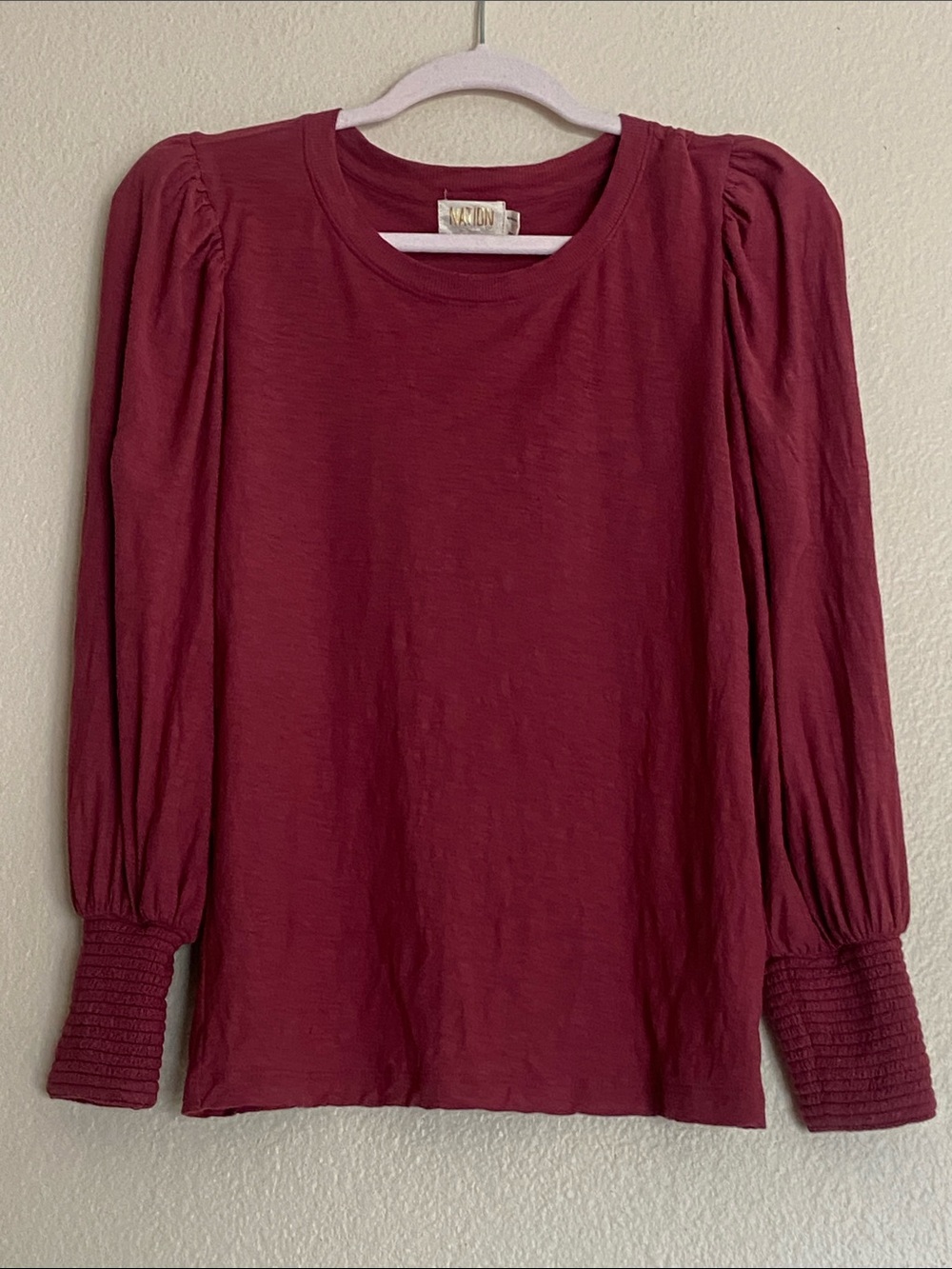 Nation LTD Loren Puff Sleeve Tee, 3/4 Sleeve, 100% Pima Cotton, Size Small